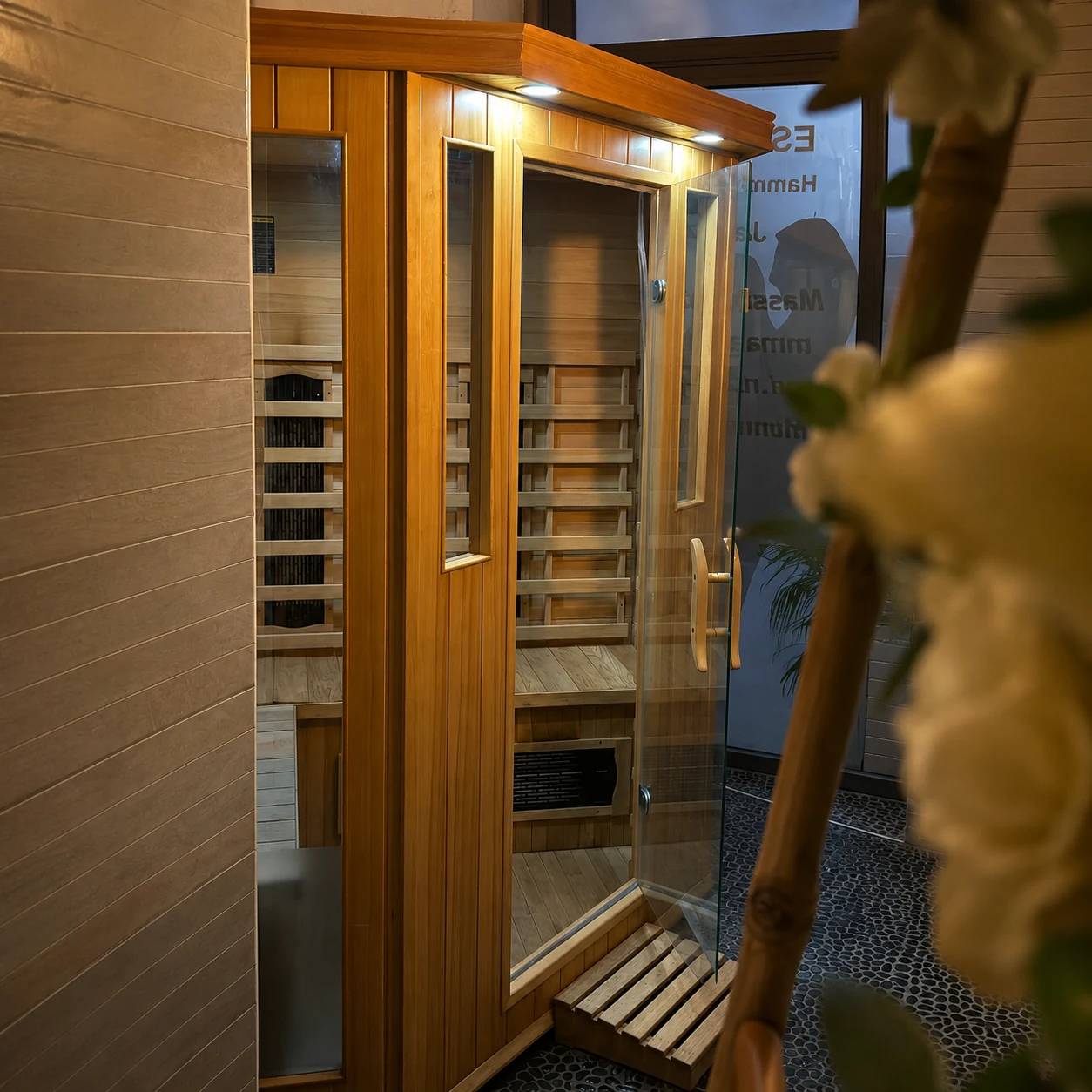 Sauna infrarouge de l’espace spa privatif Natura Center